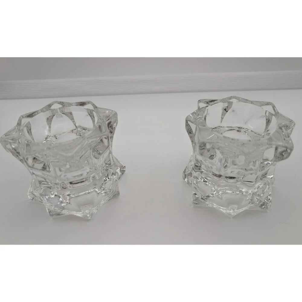 Mikasa Sparkling Star Crystal Votive & Taper Candle Holders Set of 2
